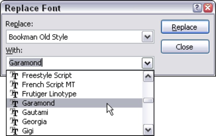 Figure 4-6: Replacing one font with another.